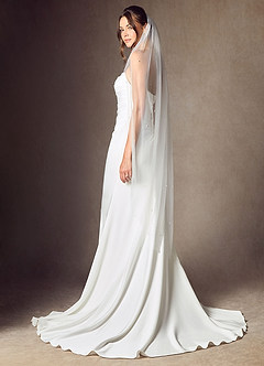 front Jenna Pearl Waltz Length Veil