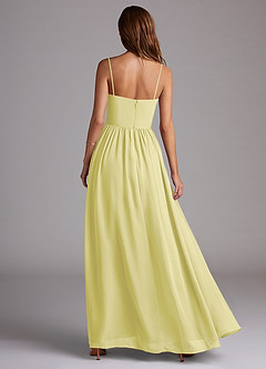 Azazie Calianna Jurken voor bruidsmeisjes Converteerbaar Jurk van Chiffon met A-Lijn Off the Shoulder Citroensorbet image5