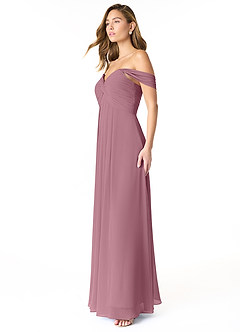 Azazie Kaitlynn Bridesmaid Dresses Vintage Mauve Empire Ruched Chiffon Convertible Dress image4