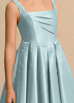 Azazie Jello Girls Formal Flower Girl Dresses Mist Ball-Gown Pleated Matte Satin Dress image5