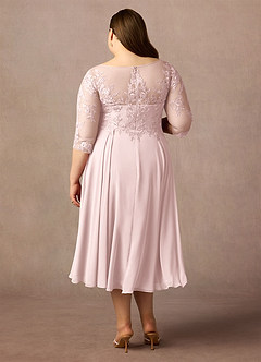 Azazie Marge Mother of the Bride Dresses Blushing Pink A-Line Scoop Lace Chiffon Dress image7