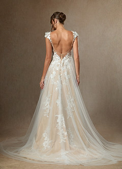 Azazie Moonstone At-home Try On Dresses Diamond White Champagne A-Line Sweetheart Sequins Tulle Dress image2