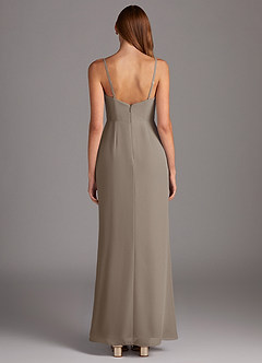 Azazie Tayla Bridesmaid Dresses Taupe Sheath Square Neckline Chiffon Dress image4