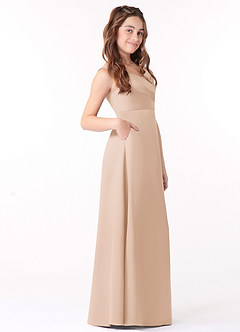 Azazie Sadia Junior Bermuda A-Line Pleated Matte Satin Dress image2