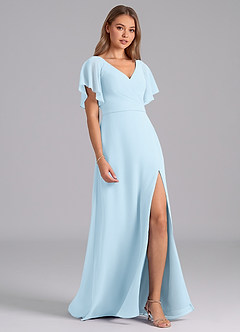 Azazie Ambrosia Bridesmaid Dresses Sky Blue A-Line Pleated Chiffon Dress image5