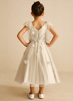 Azazie Minia Flower Girl Dresses Champagne A-Line Bow Matte Satin Dress image6