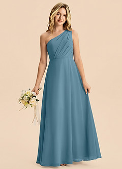 Azazie Phaedra Junior Bermuda A-Line Pleated Chiffon Dress image3