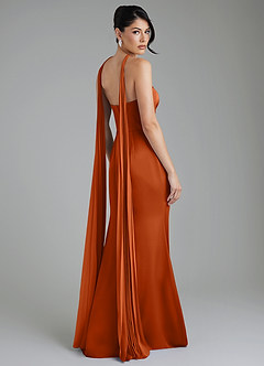 Azazie Tyler Bridesmaid Dresses Burnt Orange Sheath Strapless Stretch Satin Convertible Dress image2