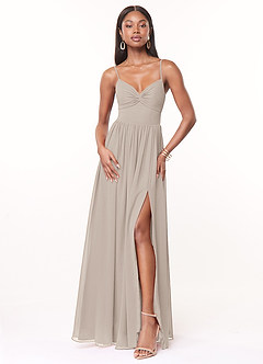 Azazie Zeya Bridesmaid Dresses Frost A-Line V-Neck Pleated Chiffon Dress image1