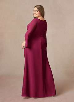 Azazie Belinda Mère de la mariée Robes Robe Trapèze en Mousseline de soie Col V plissé Bourgogne image9