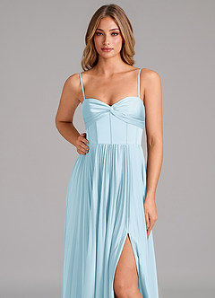 Azazie Akiko Bridesmaid Dresses Sky Blue A-Line Sweetheart Neckline Stretch Satin Dress image8