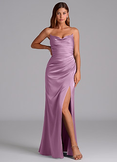 Azazie Claudelle Suknie dla druhen Syrena Bez ramiączek Satyna elastyczna Do ziemi Sukienka image5