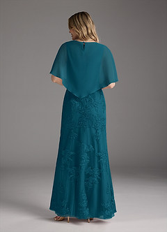 Azazie Whilhelmina Final Sale Ink Blue Mermaid Lace Chiffon Dress image6