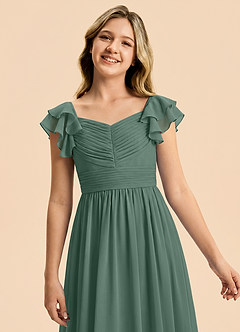 Azazie Anaya Junior Sea Moss A-Line Sweetheart Neckline Chiffon Dress image6