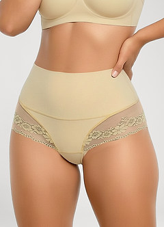 front Braguitas de talle alto con panel de encaje para control de abdomen