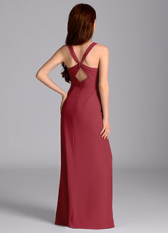 Azazie Mero Junior Meerjungfrau-Linie Plissee Chiffon Kleid Granatapfelrot image2