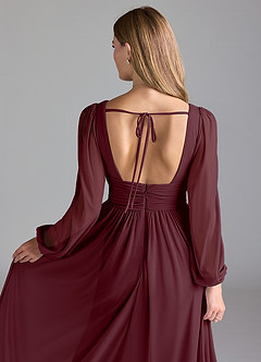 Azazie Norah Bridesmaid Dresses Cabernet A-Line Mesh Dress image2