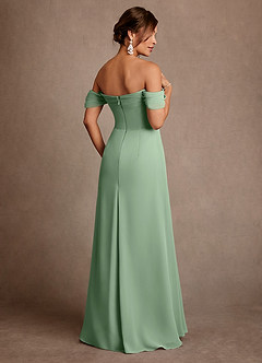 Azazie Amherst Mother of the Bride Dresses Matcha A-Line Off the Shoulder Chiffon Dress image3