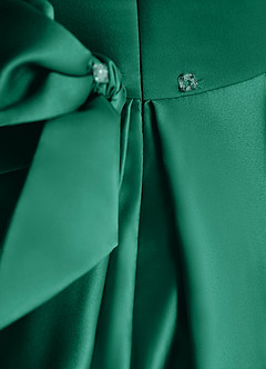 Azazie Lady Blumenmädchenkleider A-Linie Plissee Matte Satin Kleid Smaragd image6
