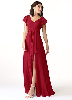 Azazie Omari Bridesmaid Dresses Scarlet A-Line Chiffon Dress image4