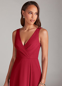 Azazie Nelly Bridesmaid Dresses Scarlet A-Line Pleated Chiffon Dress image6