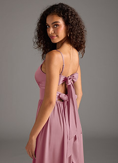 Azazie Zeya Bridesmaid Dresses Vintage Mauve A-Line Pleated Stretch Satin Dress image5
