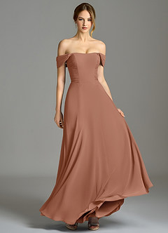 Azazie Oasis Bridesmaid Dresses Bronzer A-Line with Pockets Chiffon Dress image4