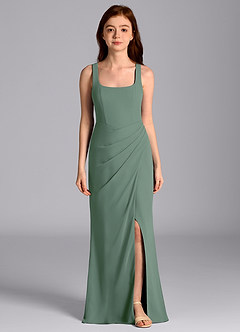 Azazie Mero Junior Eucalyptus Mermaid Pleated Chiffon Dress image1