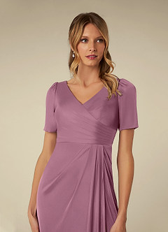 Azazie Bessie Mother of the Bride Dresses Vintage Mauve A-Line Pleated Mesh Dress image6