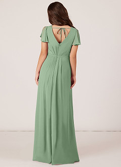 Azazie Peony Junior Robe Trapèze en Mousseline de soie Plissée Matcha image2