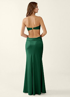 Miniqueadom Emerald Green Open Back Satin Party Dress image2