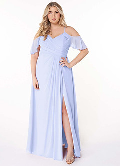 Azazie Dakota Bridesmaid Dresses Lavender A-Line V-Neck Pleated Chiffon Dress image8