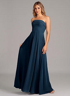 Azazie Lucienne Bridesmaid Dresses Dark Navy A-Line Strapless Chiffon Convertible Dress image1
