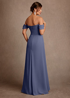 Azazie Amherst Abiti per la Madre della Sposa Abito A-Line in Chiffon a Spalla Scoperta Stormy image3