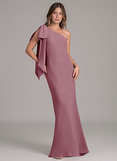 Azazie Capri Bridesmaid Dresses Vintage Mauve A-Line One Shoulder Chiffon Dress image1