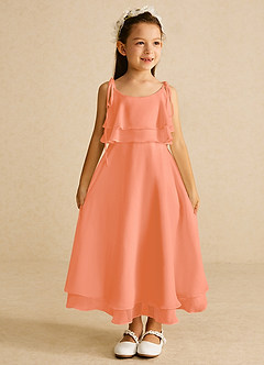 Azazie Temi Flower Girl Dresses Sunset A-Line Spaghetti Strap Chiffon Dress image3