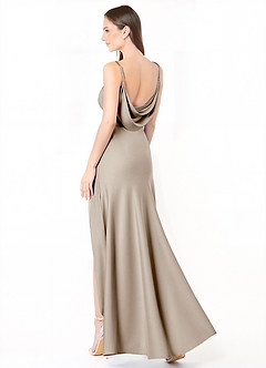 Azazie Alaija Bridesmaid Dresses Frost Mermaid Side Slit Stretch Satin Dress image1