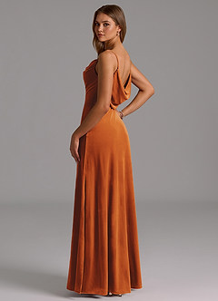 Azazie Olaine Brautjungfernkleider A-Linie Plissee Samt Kleid Gebranntes Orange image6