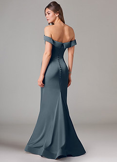 Azazie Everly Bridesmaid Dresses Twilight Mermaid Off the Shoulder Stretch Satin Convertible Dress image5