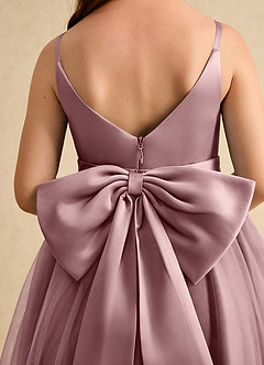 Azazie Patootie vestidos de niña de las flores Vestido de Rosa Polvorienta de Tul de Corte En A con Tirante Espagueti image6