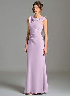 Azazie Kieryn Bridesmaid Dresses Frosted Lilac Mermaid Pleated Chiffon Dress image3