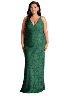 Azazie Tianna Brudtärnklänningar Klä av Tubklänning i Blommig Utbrändhet Spets Mörkgrön image8