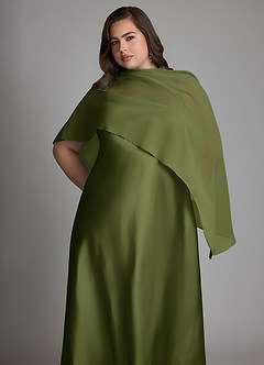 Azazie Jaleesa Robes de demoiselle d'honneur Robe Fourreau en Satin extensible Col haut Olive image13