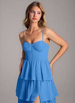Azazie Alanna Bridesmaid Dresses Blue Jay A-Line Sweetheart Neckline Chiffon Dress image2