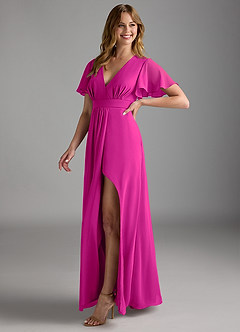 Azazie Zaniah Bridesmaid Dresses Fuchsia A-Line Chiffon Dress image5