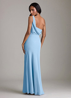 Azazie Madelyn Bridesmaid Dresses Powder Blue Mermaid One Shoulder Chiffon Convertible Dress image9