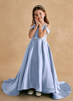 Azazie Jodi Flower Girl Dresses Ice A-Line Matte Satin Dress image5