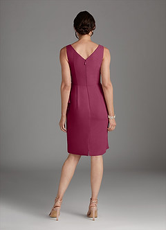 Azazie Saturn Mother of the Bride Dresses Mulberry Sheath V-Neck Pleated Chiffon Dress image4