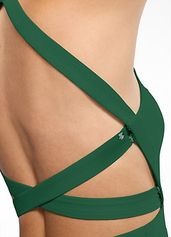 Azazie Clarice Bridesmaid Dresses Dark Green A-Line Halter Chiffon Dress image7
