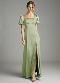 Azazie Fyona Suknie dla druhen Linia A Pofałdowany Satyna elastyczna Do ziemi Sukienka image7